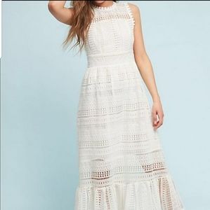 NEW Anthropologie | Cream Eyelet Lace Midi Dress